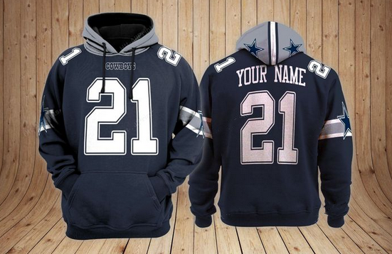 Men's Dallas Cowboys Customized Navy Pullover Hoodie Men's Dallas Cowboys Customized Navy Pullover Hoodie
